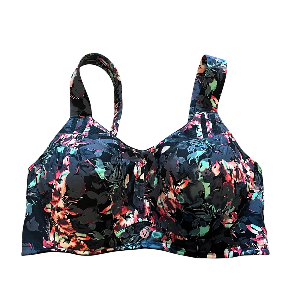 Livi Active Lane Bryant Max Support Underwire Sports Bra 38F Black Floral 6954